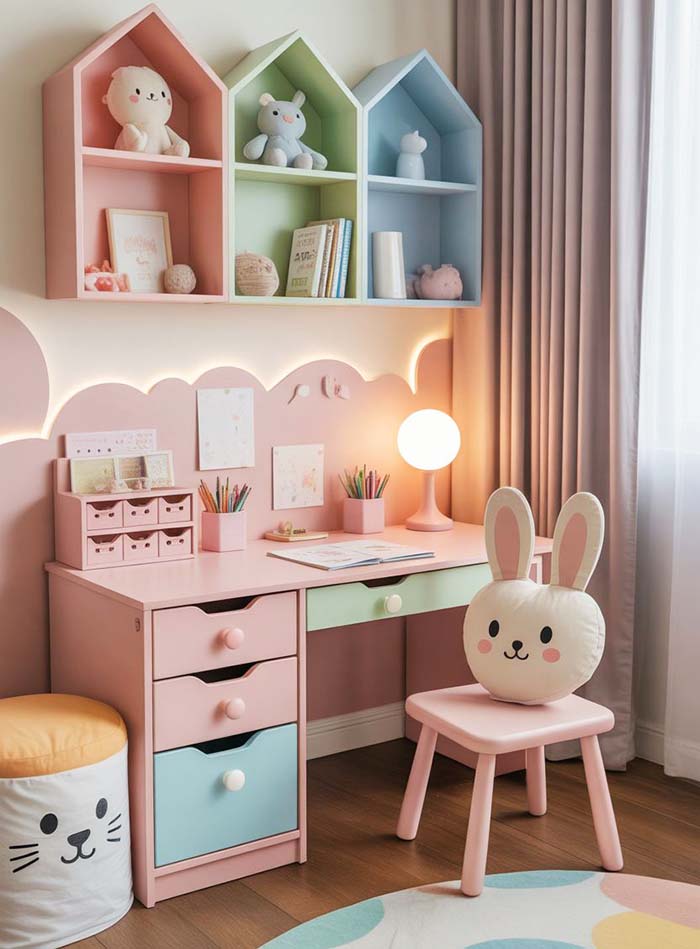 Đóng bàn học dễ thương cho bé cấp 1